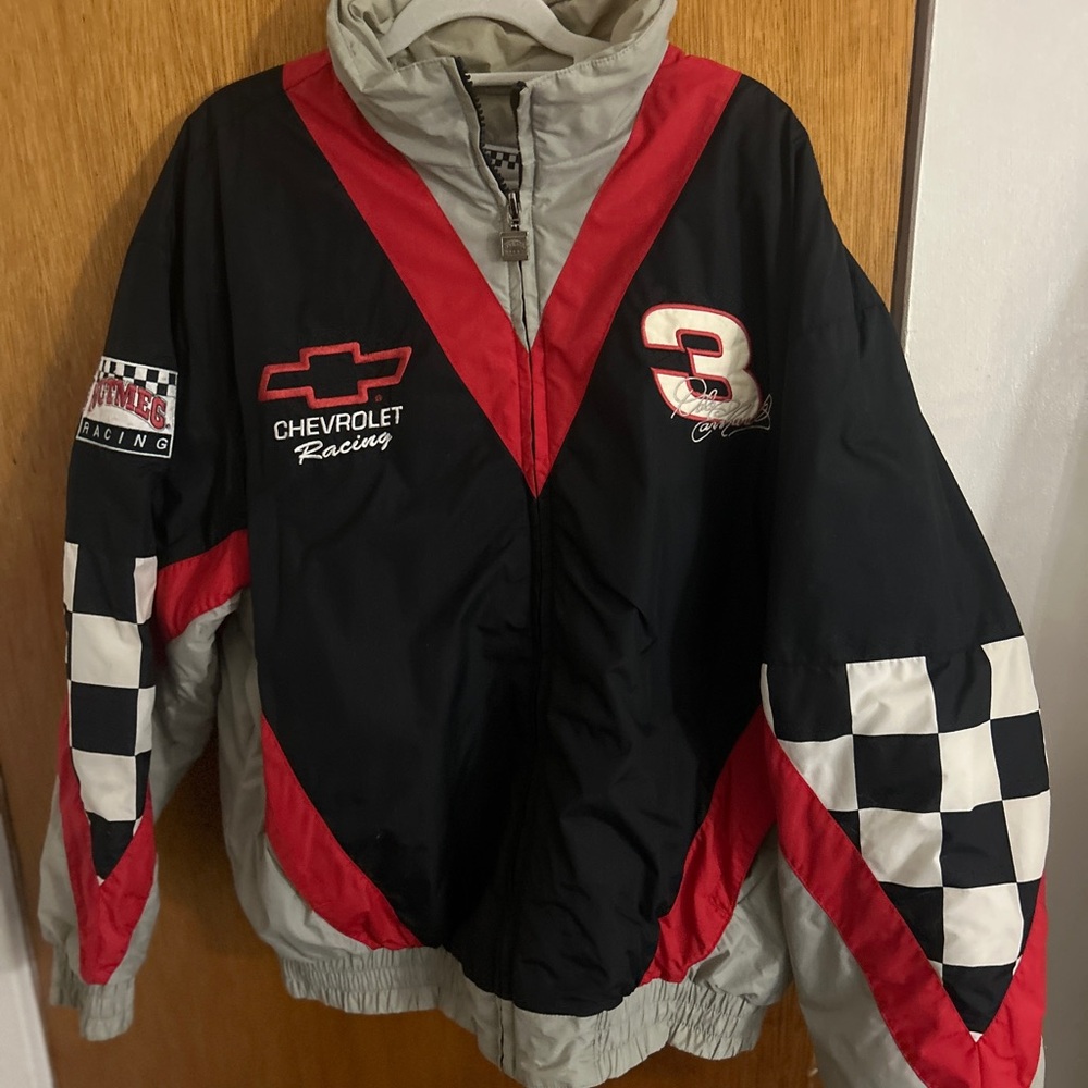 Vintage Dale Earnhardt Intimidator Racing Jacket Nascar Nutmeg XXL Checked Flag